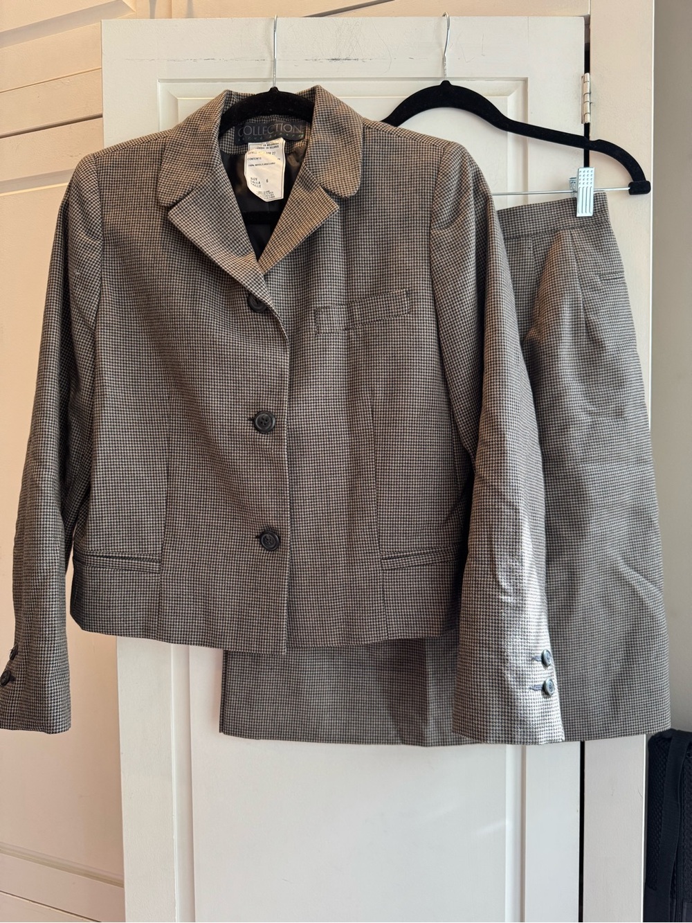 Vintage Wool Herringbone Blazer and Skirt Set